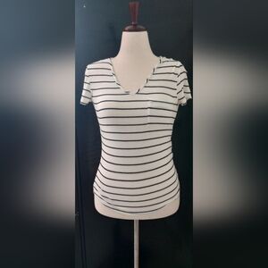 Glitz Black and White Striped Short Sleeve Tee